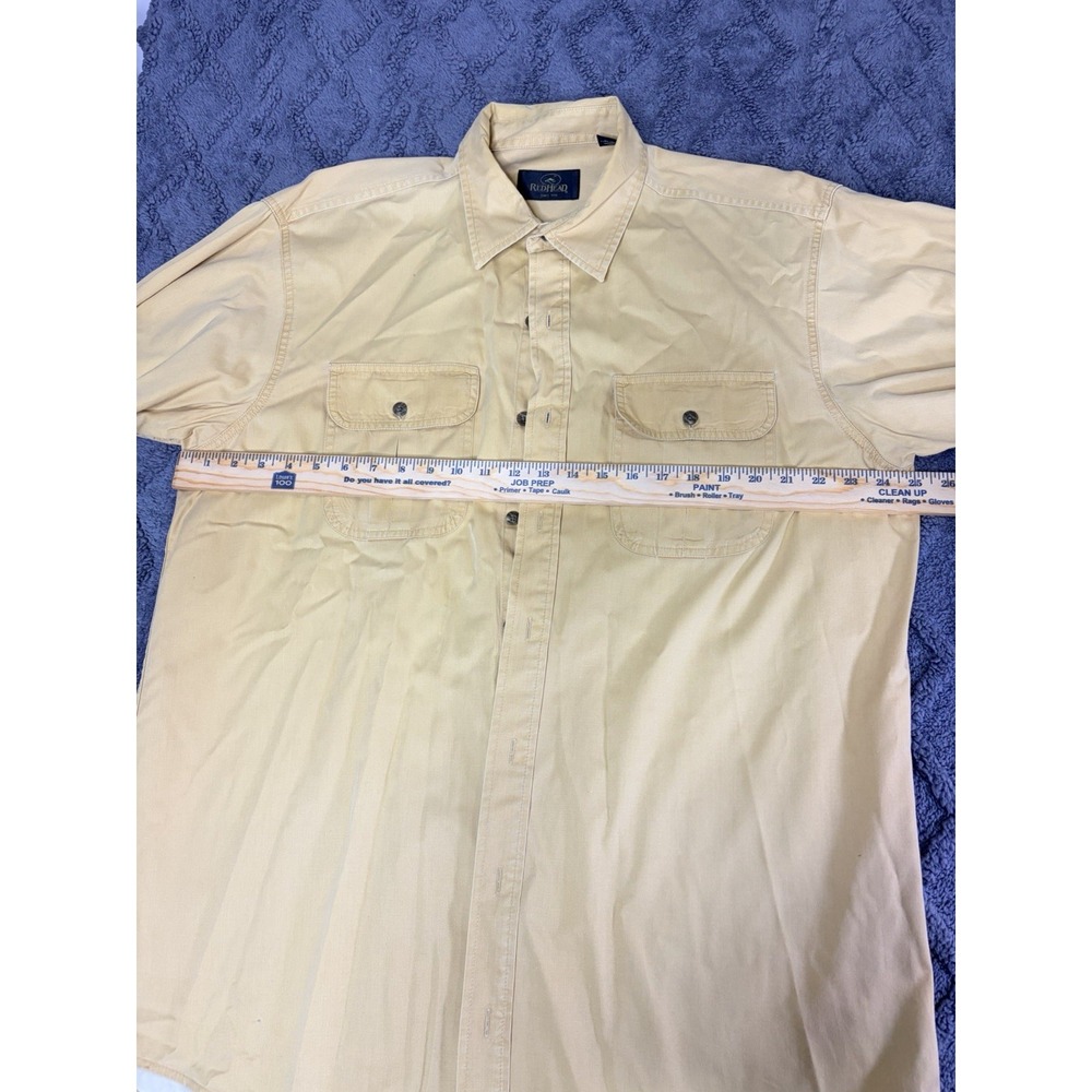 Men's Redhead Size L Cotton Yellow Long Sleeve Button Down Front Pockets - Picture 2 of 4